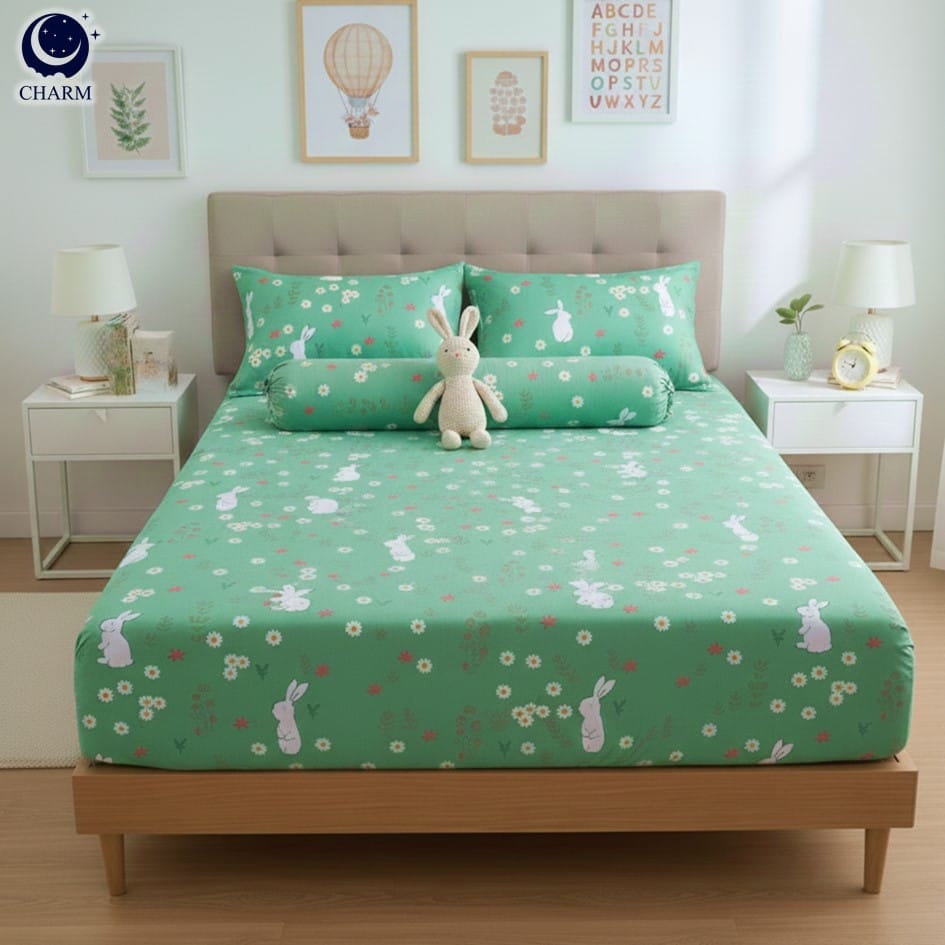 ชุดผ้าปูที่นอน 6 ฟุต 5 ชิ้น CHARM สี COZY RABBIT คอลเลคชั่น DREAMY (ไม่รวมผ้านวม)